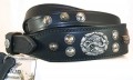 Lead is shown along with the collar. The lead includes three matching ornaments at the handle and three at the snap.
