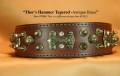 Thor's Hammer Dog Collar in Burgundy Leather and Antique Brass